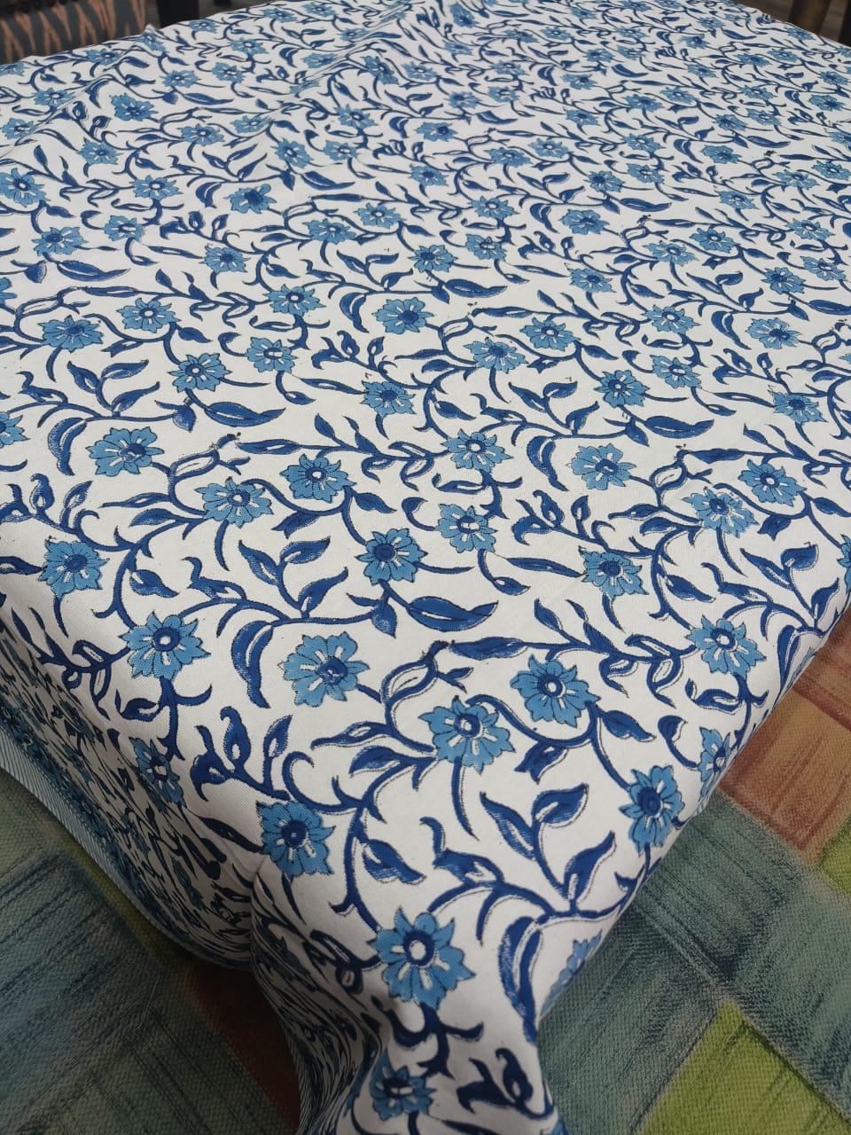 Canvas Cotton Table Linen – 8 Seater - Blue Floral