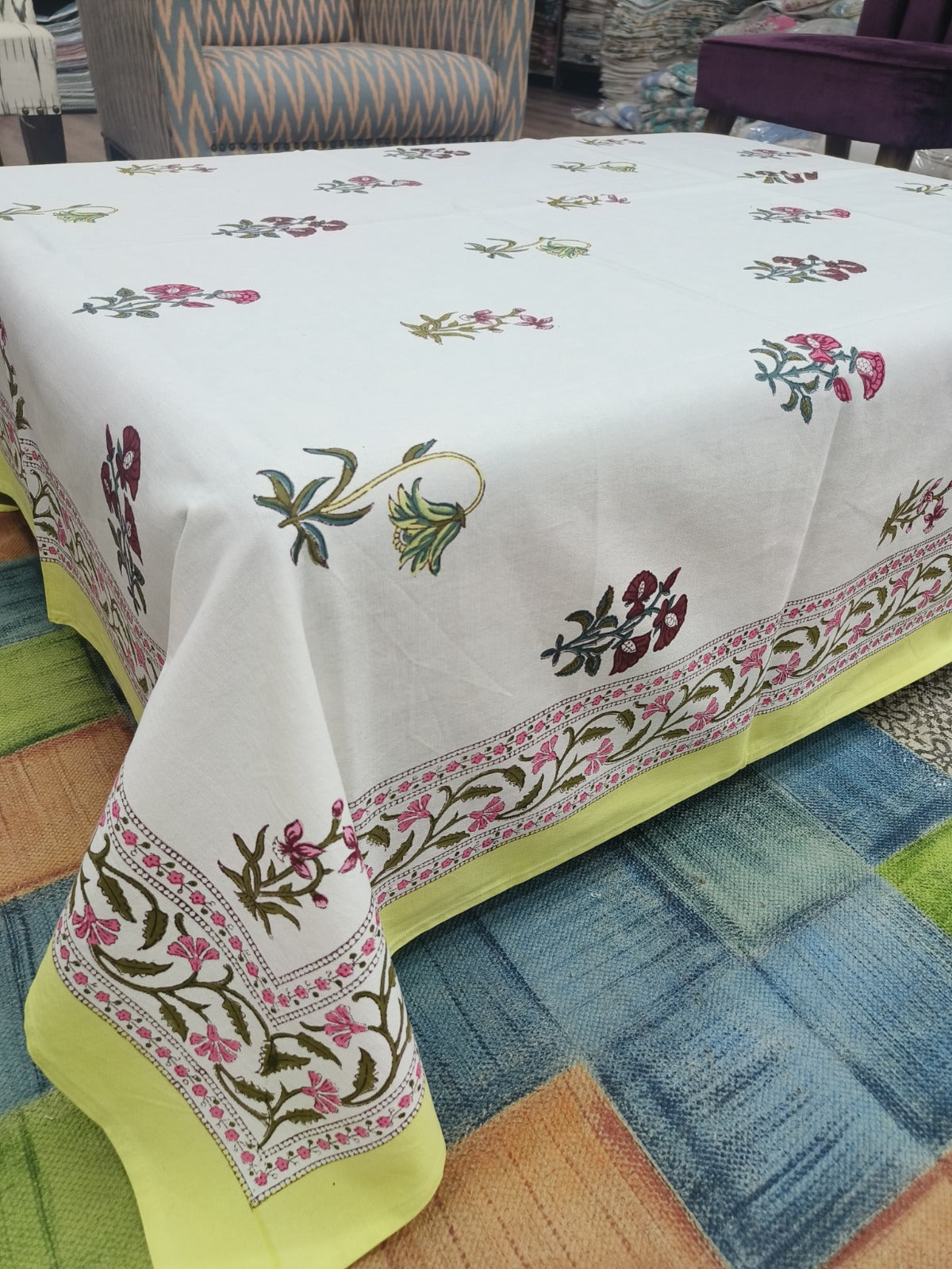 Canvas Cotton Table Linen – 6 Seater - Floral