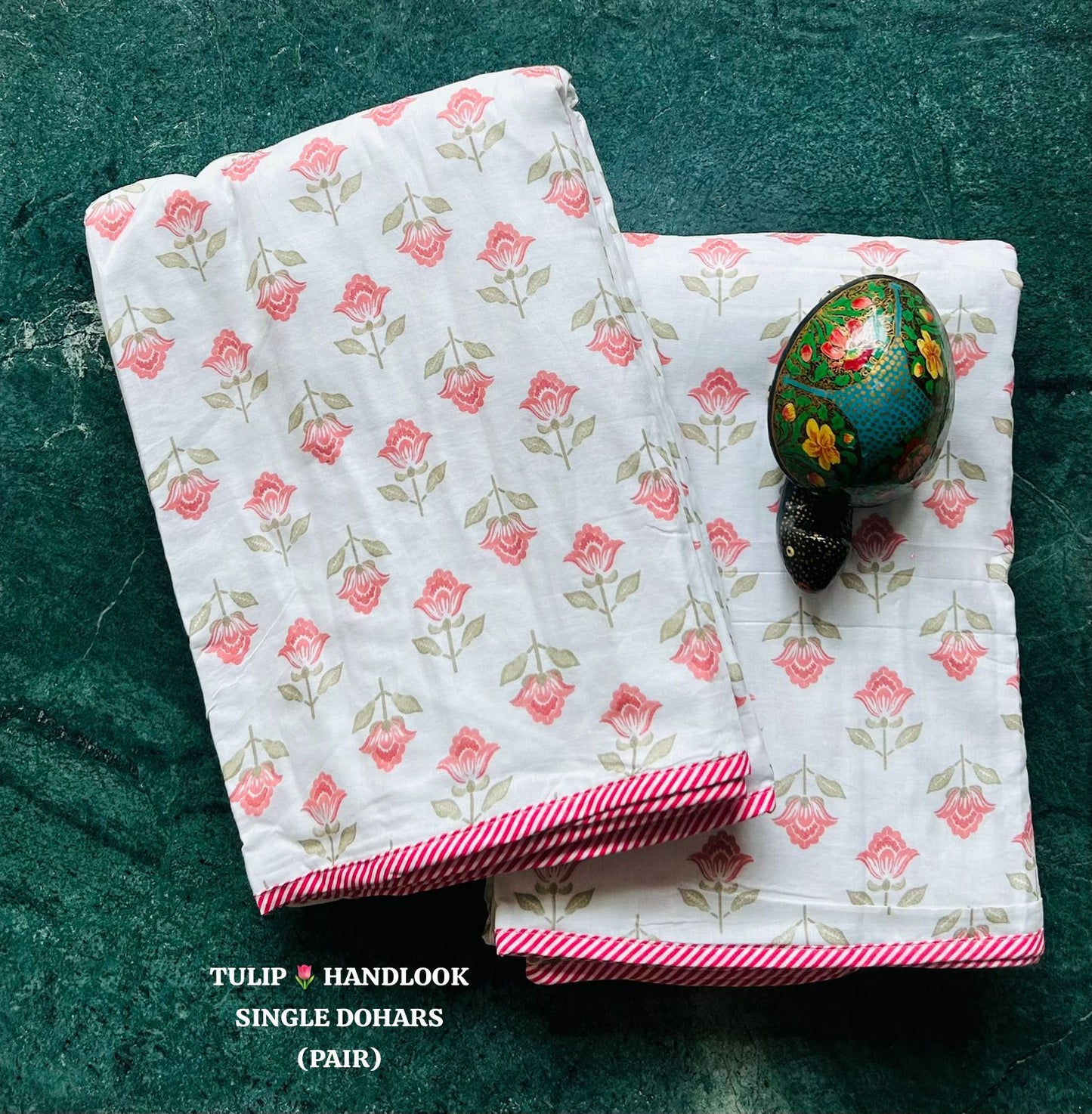 Red Minimal Floral Single Dohar Pair
