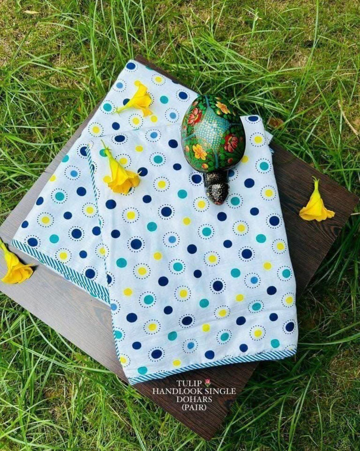 Yellow and Blue Dots Single Dohar Pair