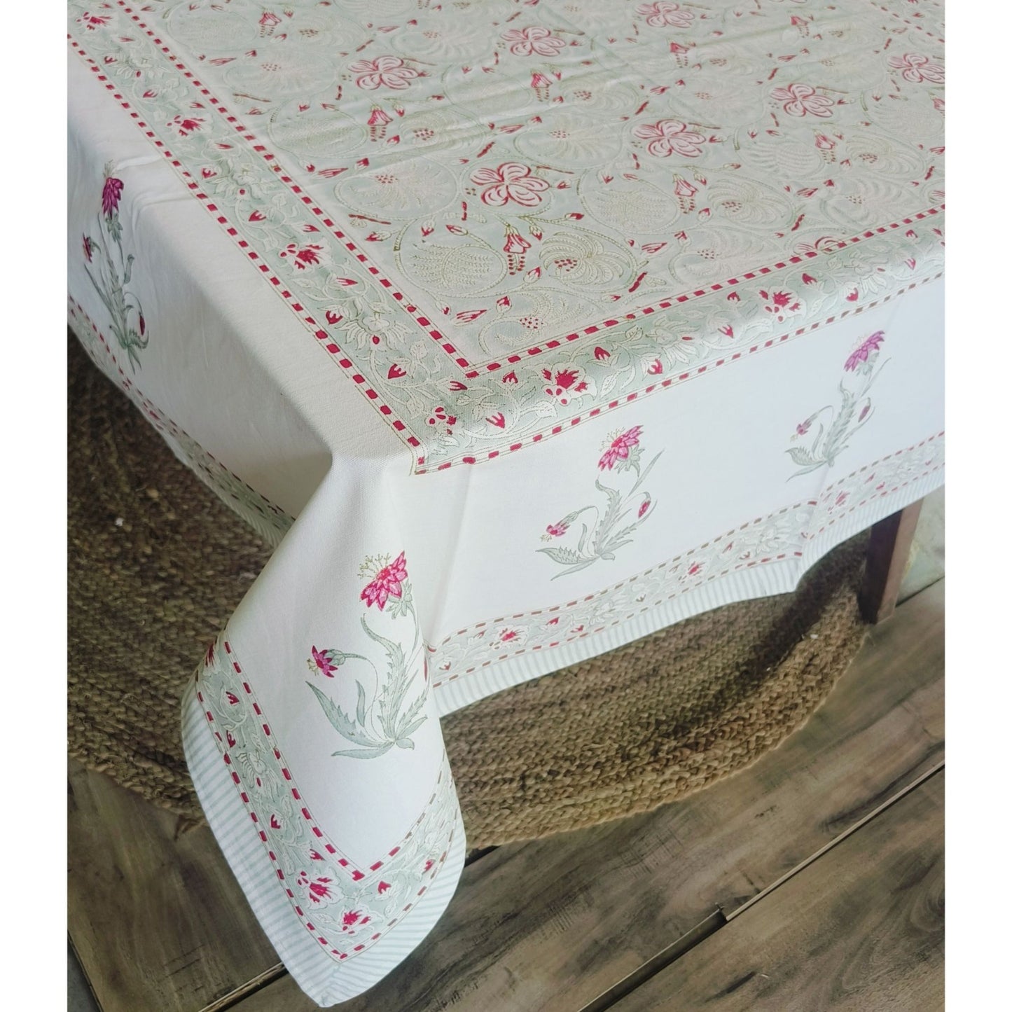 Canvas Cotton Table Linen – 8 Seater - Pink Floral