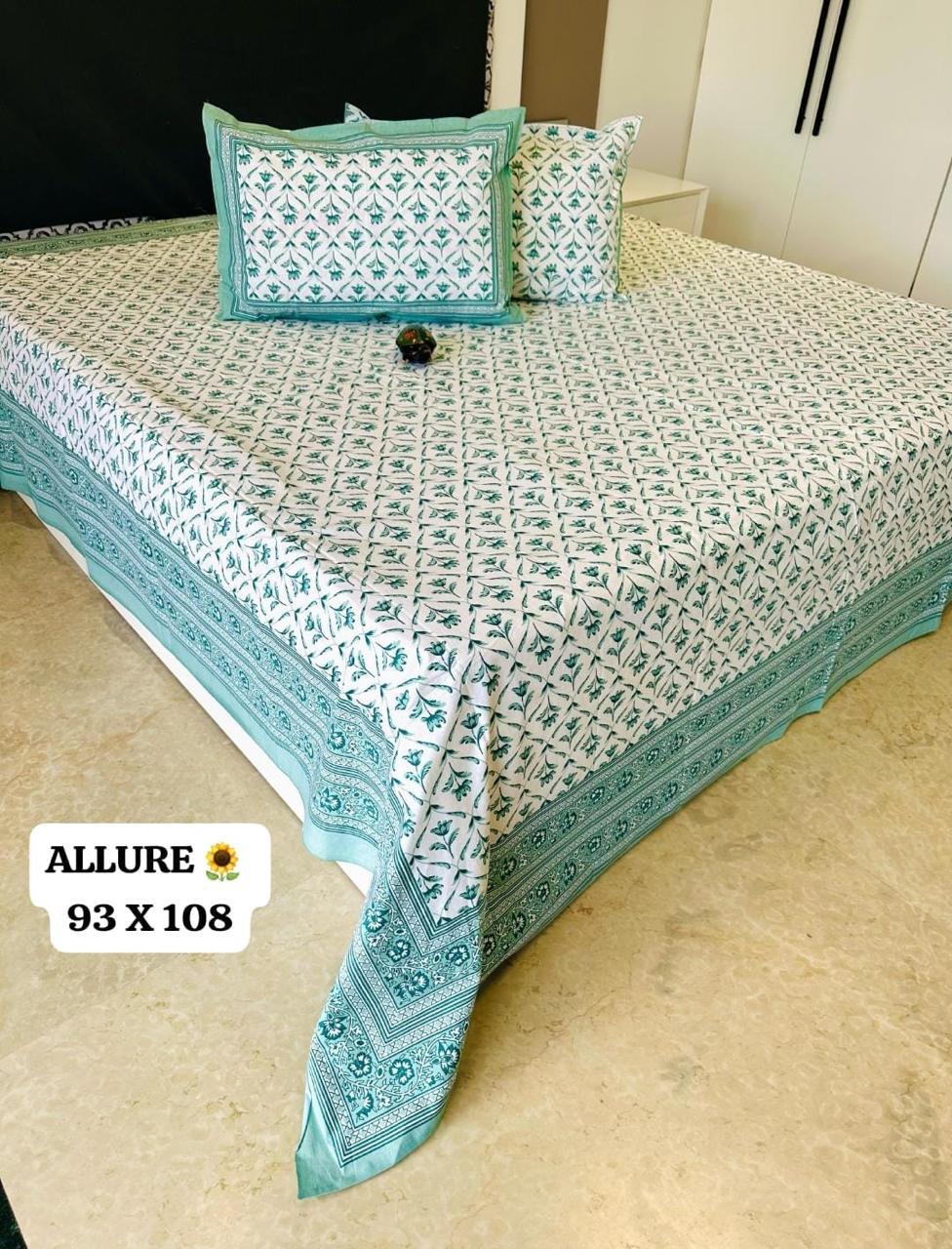 Teal Blue Queen Size Bedsheet - Allure Collections