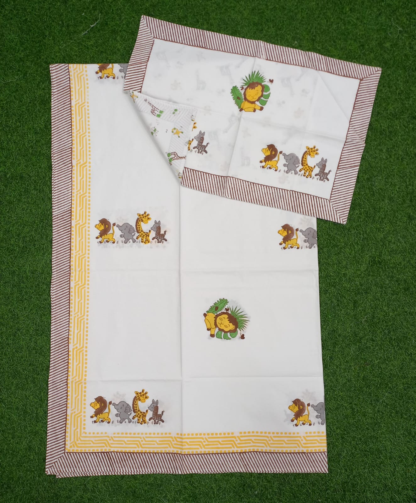 Animals Block Printed Single Bedsheet
