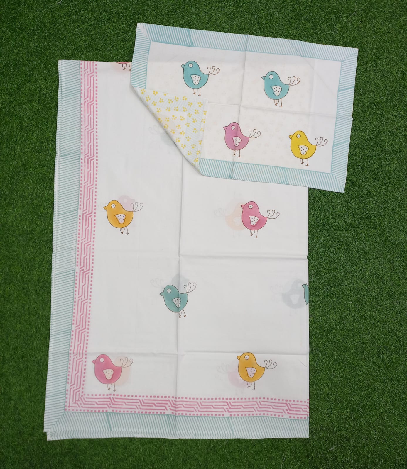 Birdie Block Printed Single Bedsheet