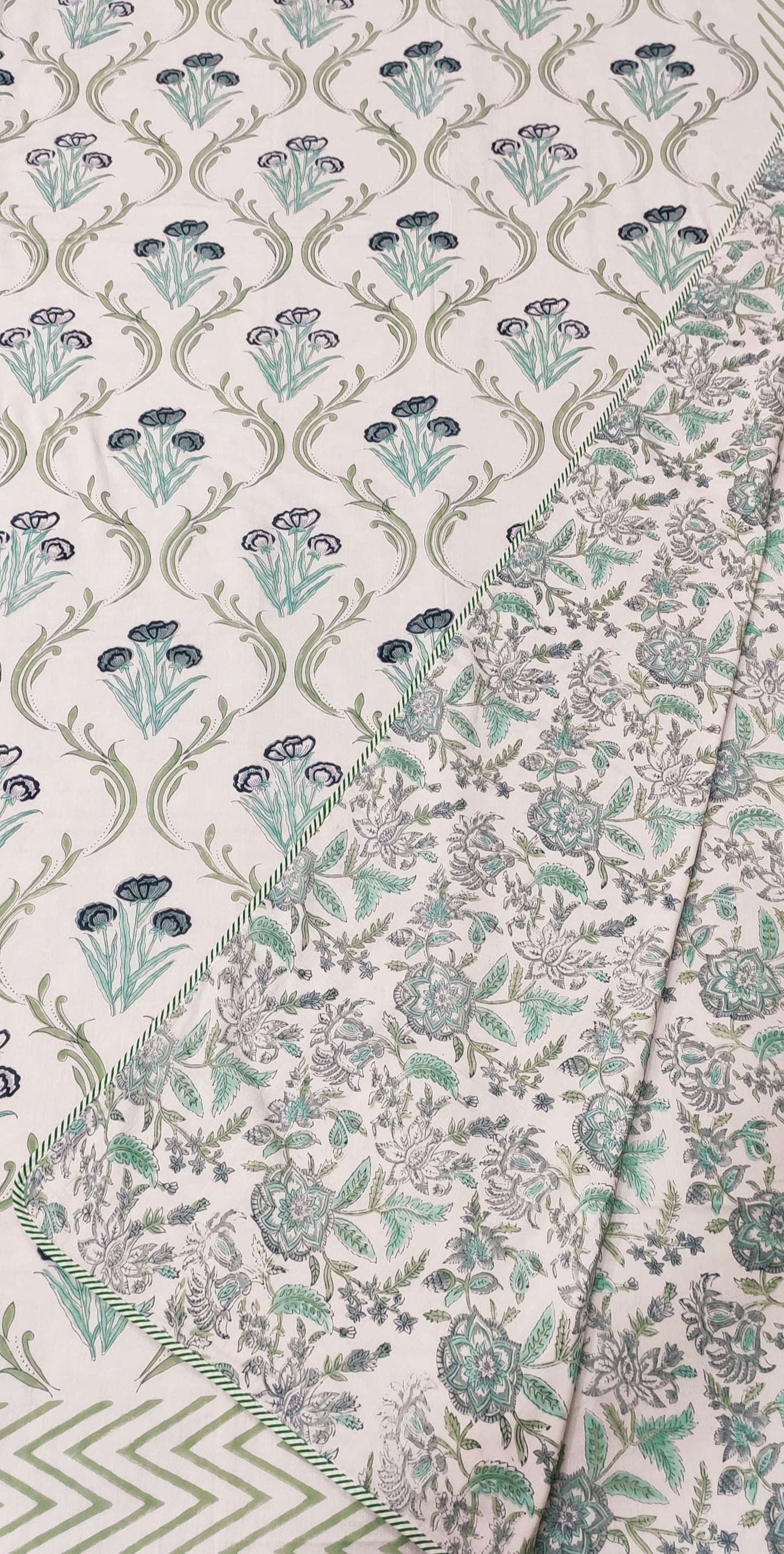 Blue Jaal Reversible Hand Block Printed Mul Cotton Dohar
