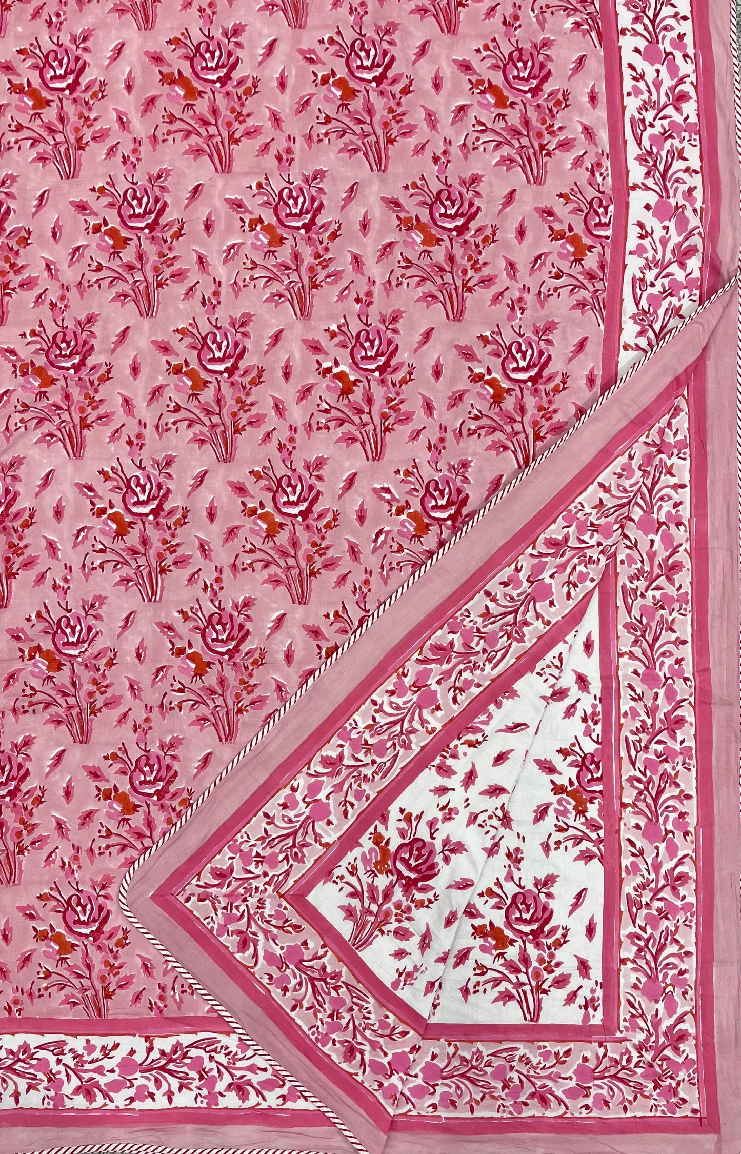 Blush Pink Reversible Hand Block Printed Mul Cotton Dohar