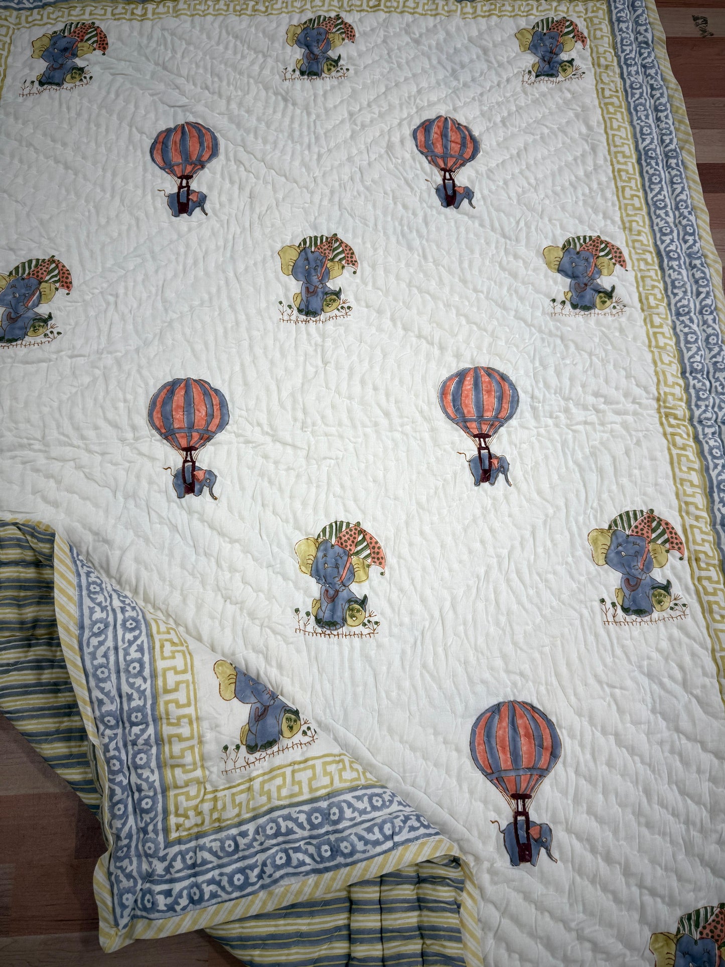 Parachute Handblock Printed Reversible Soft Baby Quilt