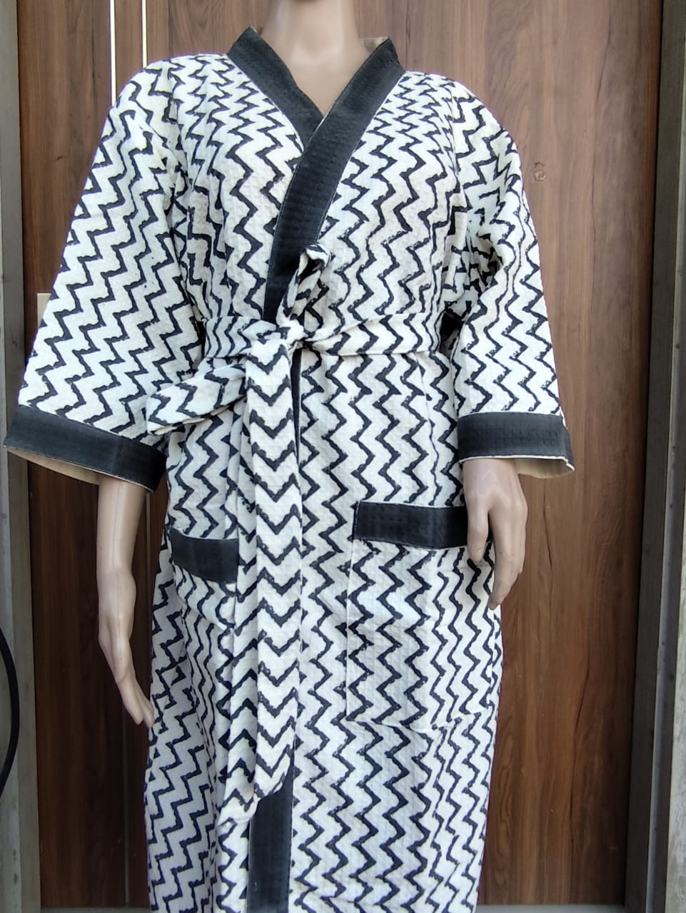 Grey Zig Zag Adult Bath Robes