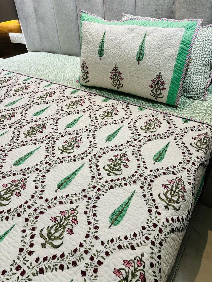Jaal Pattern Reversible Quilted Bedcover