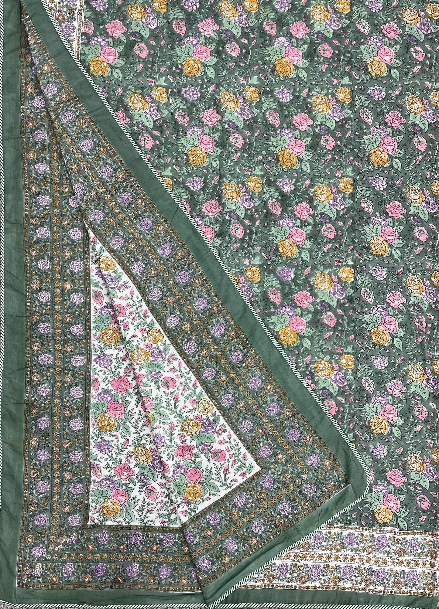 Olive Garden Reversible Hand Block Printed Mul Cotton Dohar