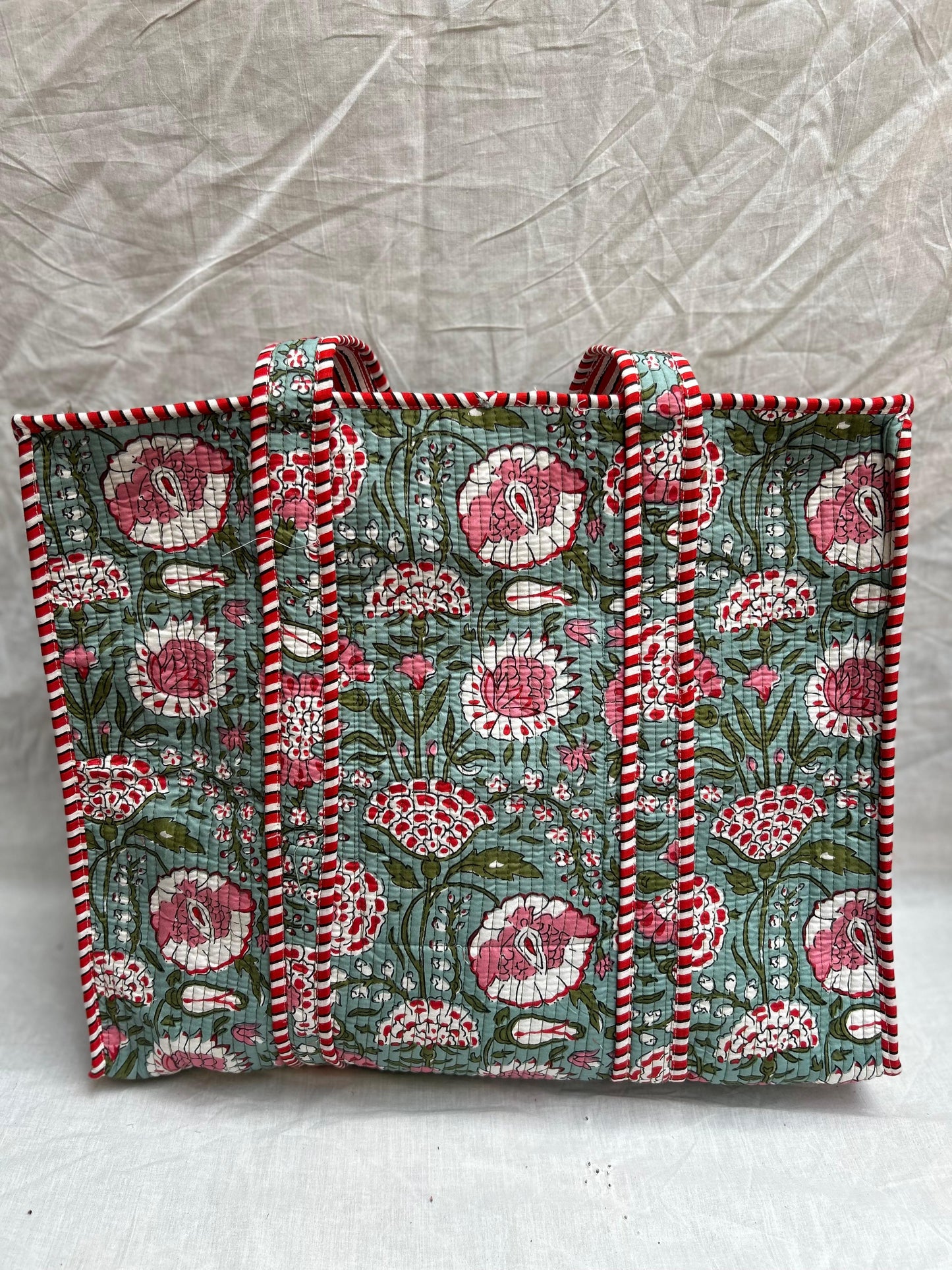Olive Green Quilted Tote Bags With Zip