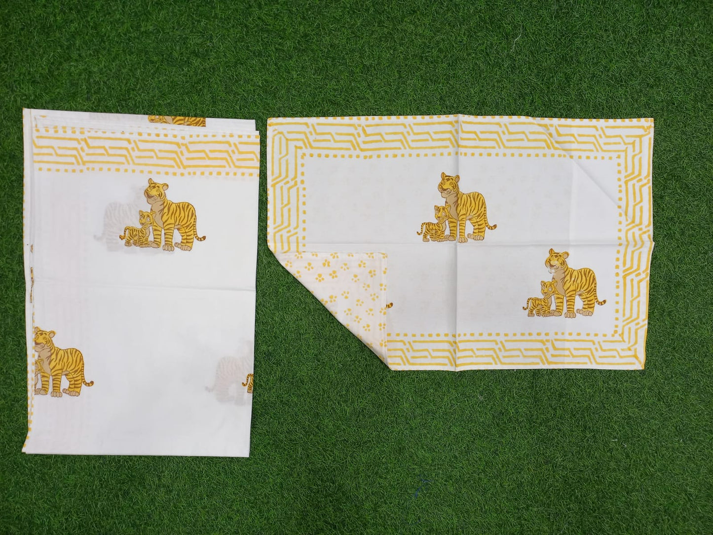 Tiger Block Printed Single Bedsheet