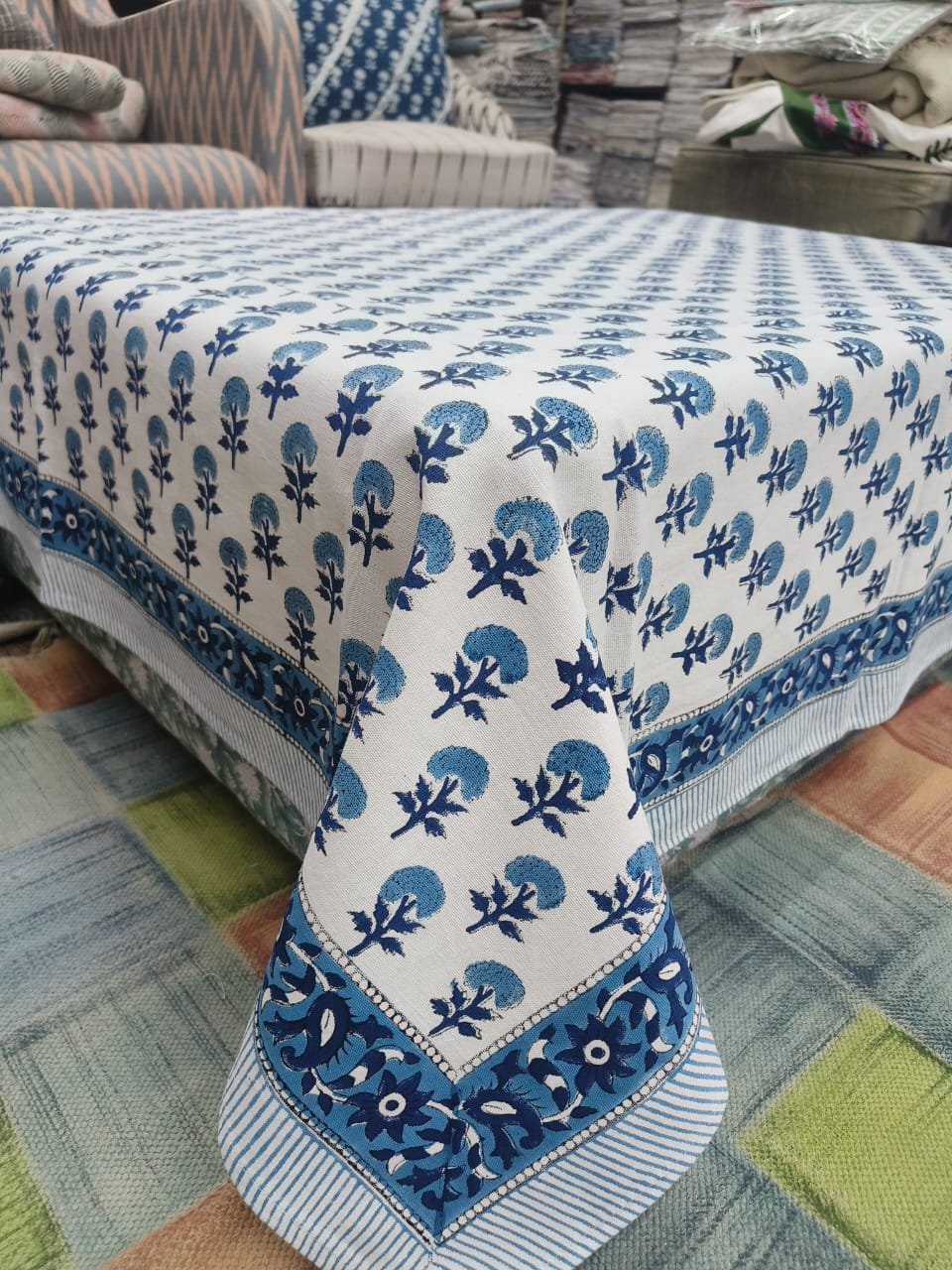 Canvas Cotton Table Linen – 8 Seater - Blue