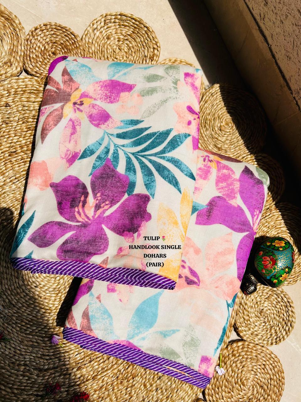 Purple Floral Single Dohar Pair