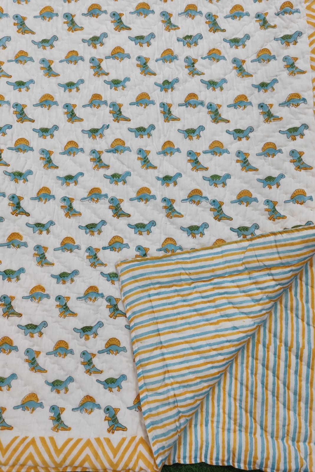 Turtles Handblock Printed Cotton Quilt