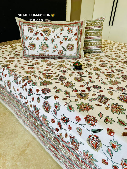 Green Leaves King Size Bedsheet