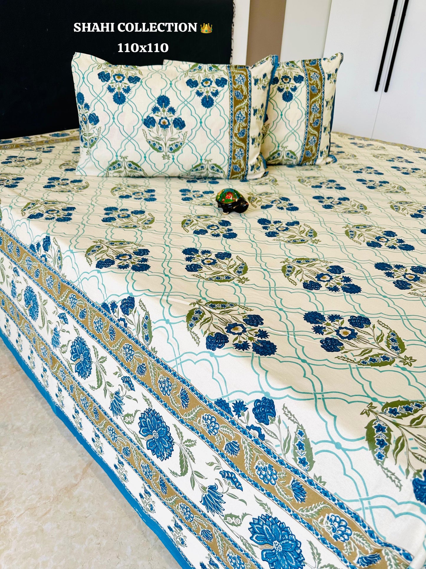 Blue Floral King Size Bedsheet
