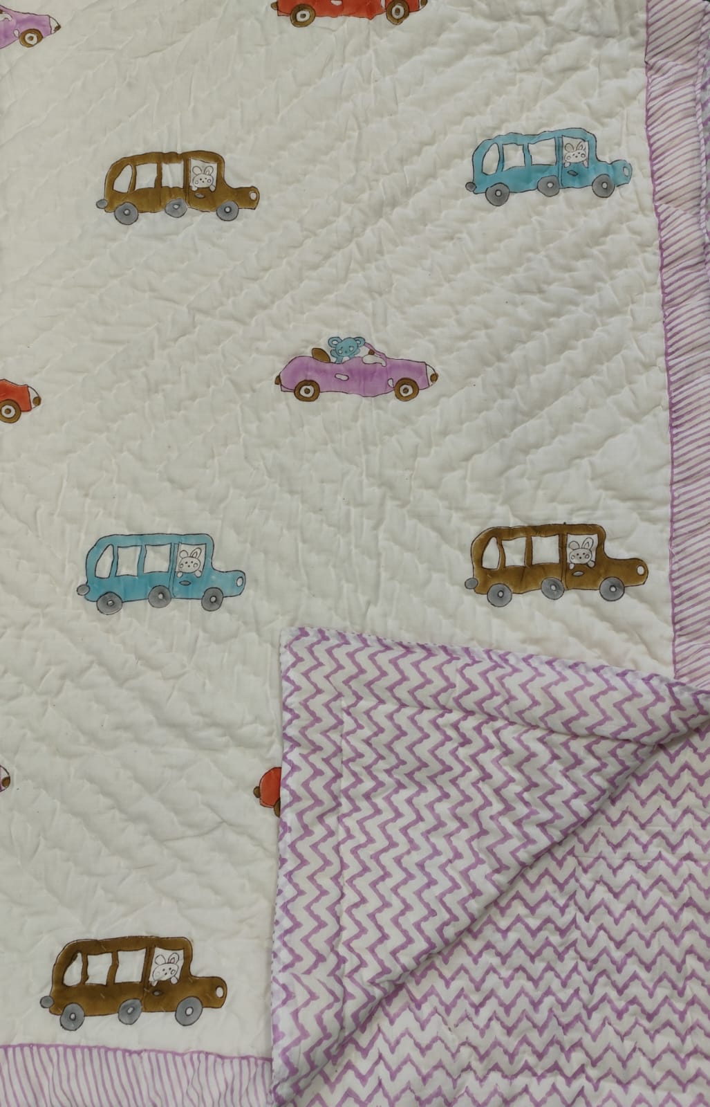Cars Handblock Printed Cotton Quilt