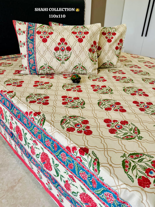 Red Floral King Size Bedsheet