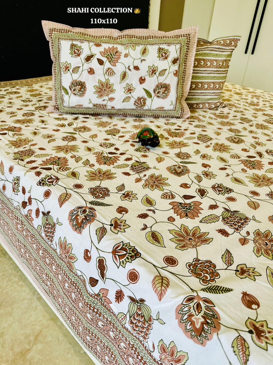 Brown Leaves King Size Bedsheet
