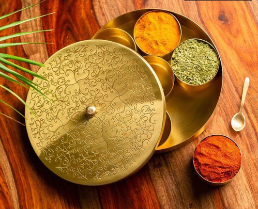 Brass Spice box - Floral