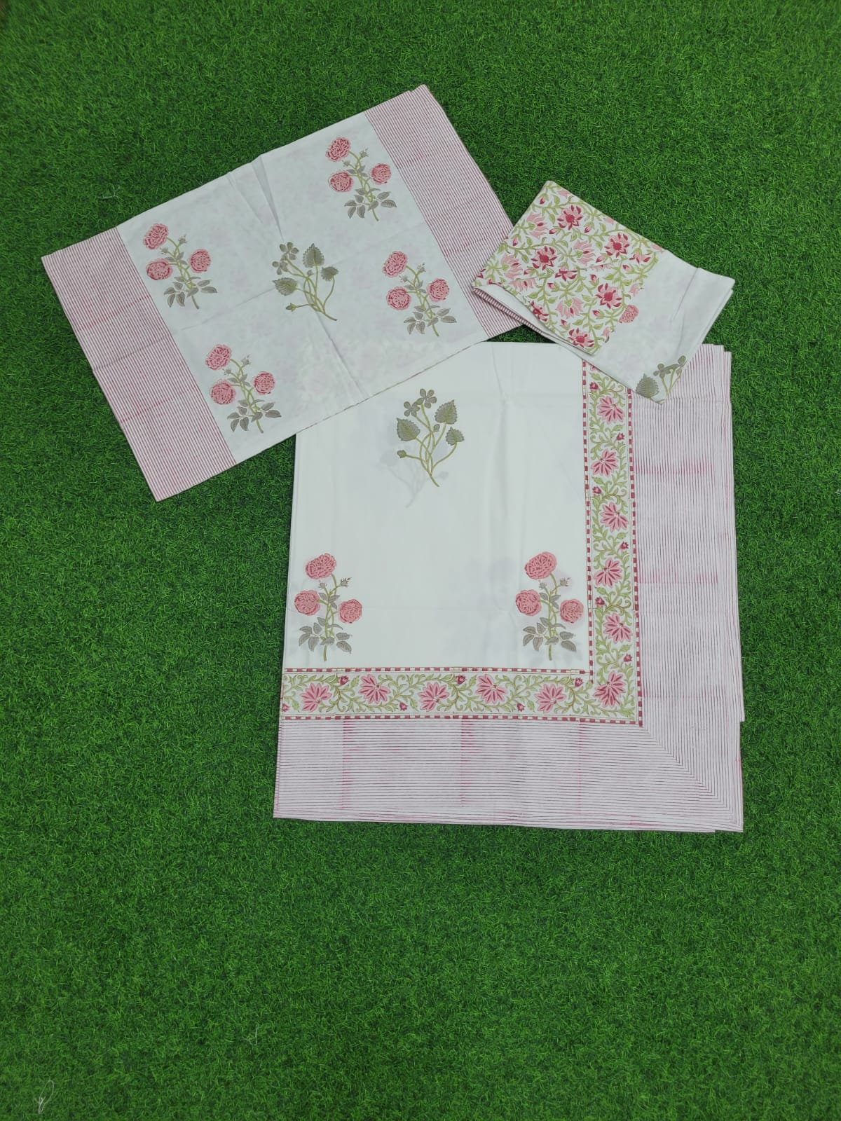 Floral Block Printed Cotton Bedsheet King size