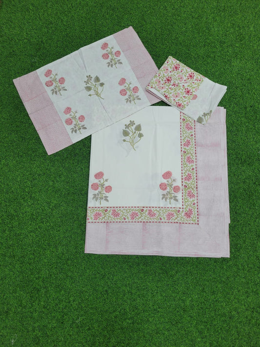 Floral Block Printed Cotton Bedsheet King size